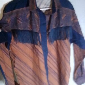 Men's Brown and Blue Patterned Shirt